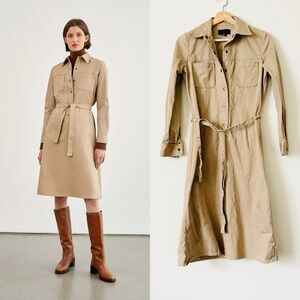 Nili Lotan XS Agatha 2 pocket midi dress - khaki